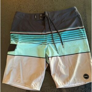 O'Neill Men's Lenox Size 30 Stretch Board Shorts Fog‎ Below The Knee-21"